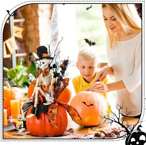 Daifunli Halloween Table Centerpieces Decorations, Skull Pumpkin - Image 4
