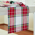 Solino Home 100% Pure Linen Table Runner White, Stewart Plaid 14 x 144 in - Image 2
