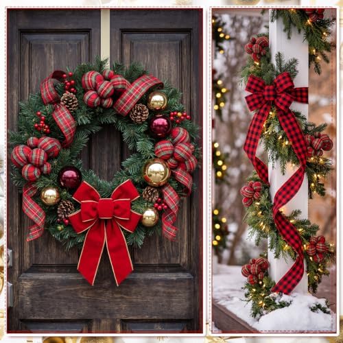 Daifunli 8 Pcs Buffalo Plaid Christmas Ball Tree Picks 7.87 Inch Xmas Picks - Image 4