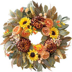 WANNA-CUL 24 Inch Sunflower Fall Front Door Wreath Farmhouse Harvest Decor by WANNA-CUL