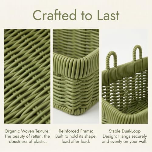 Wall Baskets, Hanging Wicker Style Basket, Over Door Organizer - Image 5