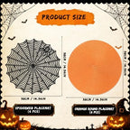 Pickmesh 12 Pcs Halloween Table Decor Orange Black Spiderweb Placemats - Image 2