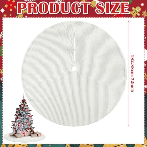 Kinlop 72 Inch Faux Fur Christmas Tree Skirt, Large Stripe Textured Mat - Image 3