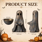 13.4 Inch Metal Halloween Ghost Candy Bowl Holder Standing Vintage - Image 3