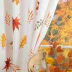 youleyar Fall Curtains for Living Room, 96 Inch Length Rod Pocket Thanksgiving Curtian Panels, Autumn Falling Maple Leaves Window Drapes for Bedroom Dining Room Drapes, 52" W x 96" L - Image 6