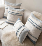 Cethom Boho Throw Pillow Covers 20x20 Inch Set of 2, Blue Textured Decorative Couch Pillow Cases for Farmhouse Home Decor, Accent Cushion Cover for Sofa, Bed, Living Room, Bedroom - Image 2