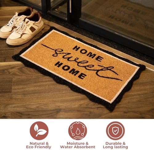Folkulture Home Sweet Home Door Mat, Scalloped Doormat Outdoor - 16" x 28" - Image 7