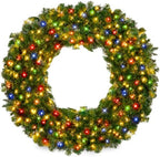 Best Choice Products 30in Large Artificial Pre-Lit Fir Christmas Wreath Holiday Accent Decoration w/ 100 Multicolor Lights, 220 PVC Tips by BestChoiceProducts