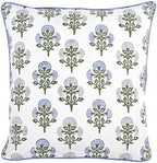 Ridhi Block Print Mughal Buta Blue Pillow Cover 20" x 20" (Pack of 2) Decorative Couch Pillows for Living Room, Farmhouse Chic Boho Cute Outdoor Pillows Covers Gifts for Spring, Mother's Day - Image 4