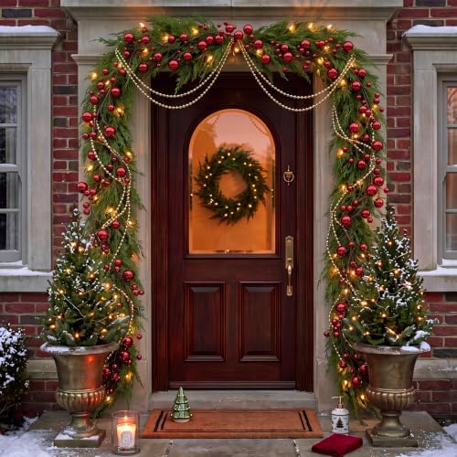 Retrowavy Christmas Mirror Garland Cedar Decor 6.56ft, Cool Tone, 6 Pcs - Image 2