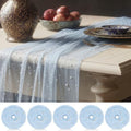 Light Blue 10 Pcs Pearl Gauze Table Runner 120 Inch 10ft Pearl Sheer Tulle Table Cloth Centerpieces for Home Wedding Birthday Bridal Baby Shower Party Favor Holiday Dining Decorations by Unknown