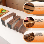 8 Piece Large Display Wooden Stand, Wood Racks Decorative, Cupcake Stands Cologne Perfume Organizer Dessert Showcase Items (Charcoal Brown) - Image 3