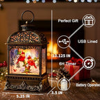 Christmas Snow Globe Lighted Cardinal Scene, Musical Snow Water Lantern Swirling Glittering Holiday Decoration and Gift for Family Children or Friends - Image 2