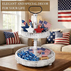 Horse Rustic Wooden Tiered Tray, 18.5x12.5 2 Tier Farmhouse Decor Cupcake Stand, Round Serving Tray for Home Kitchen Shelf Dinning Table Seasonal & Independence Day,Halloween,Christmas Decorations - Image 7