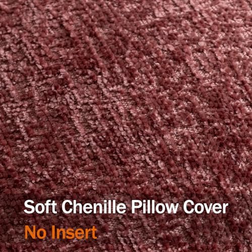 DEZENE Pack of 2 Christmas Burgundy Fall Euro Shams Pillow Covers 26x26 Cozy Soft Chenille Decorative Throw Pillow Covers Accent Vintage Square Couch Pillow Covers for Home Decor Bed Sofa Living Room - Image 3