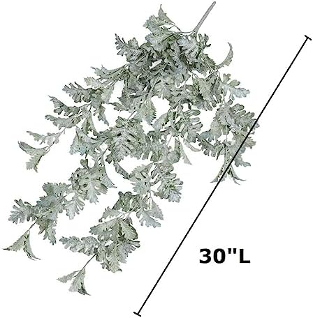 Factory Direct Craft Artificial Dusty Miller Cascading Bush Fake Greenery for Summer Arrangements and Everyday Displays - 30 Inches - Image 2
