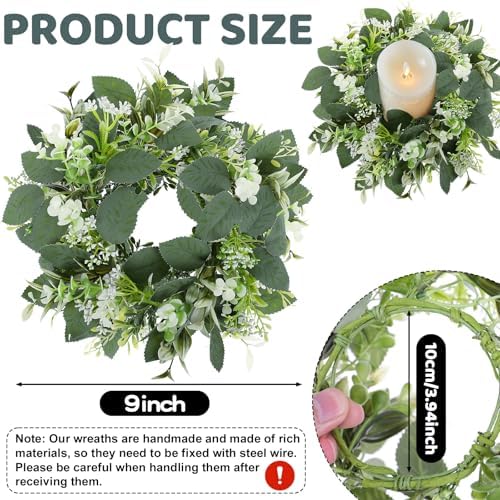 20PCS Artificial Eucalyptus Leaves Wreaths Candle Rings Wreaths - Image 2