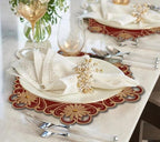 Decozen Set of 8 Doilies for Table, Lace Doilies - Rustic, Crochet, Farmhouse, Kitchen, Dining Table Centerpiece Decor - Round Christmas Placemats - 15 Inch Gold Red, The Imperial Collection - Image 2