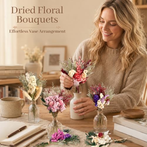 12/24PCS Handmade Dried Flower Bouquet with Stems Natural Dried Wildflowers 7.5 Inch Mini Dry Flowers for Vase Farmhouse Decor, Wedding Styling, Photography Props, Gift DIY(24pcs, Colorful) - Image 7