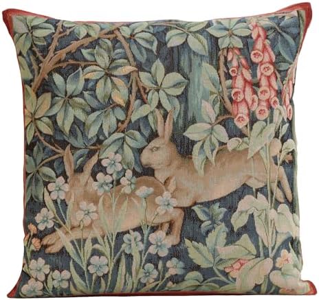 William Morris Two Hares In A Forest Large Tapestry Pillow Cover 19 x 19 in by CCharlotteHomeFurnishings