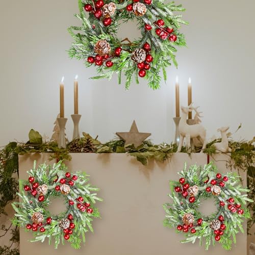 24 Pcs Christmas Candle Ring Wreath Small Kitchen Cabinet Table Decor - Image 6