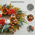 24 Inch Fall Eucalyptus Wreath for Front Door with Dahlia & Sunflower - Image 4