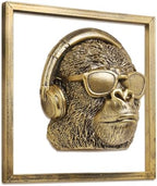 Newinhome Animal Heads Wall Decor (Includes Metal Frame) Resin Animals Sculptures Head Wall Hanging Decoration Gold vintage Wall Sculpture for Living Room Bedroom Office (Gorilla) - Image 4