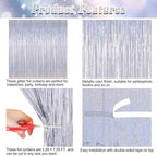 ZATAYE 12 Pack Glitter Silver New Years Eve Foil Curtain Decorations - Image 4