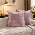 Velvet Pillow Covers 2 Pack Soft 26x26 Pillow Covers Solid Square Euro Shams Decorative Couch Pillow Cases with Wide Border for Sofa Bed Home Decor,Pink by NEPHEALIS