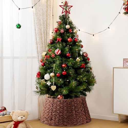 Poen Woven Rattan Christmas Tree Collar, Dark Brown, 24 Inch - Image 6