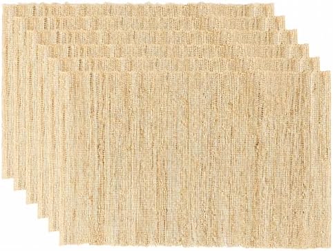 Placemats Set of 6, 12 x 17 Inch, 100% Natural Ramie, Handwoven by GleeNflux