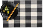 Restaurantware Black and White Vinyl Woven Placemat, 16 x 12 in, 6 Pack by Restaurantware