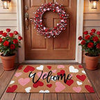 Tingjoo 2 Pcs Valentines Day Coir Door Mat and Heart Wreath for Front Door by Tingjoo