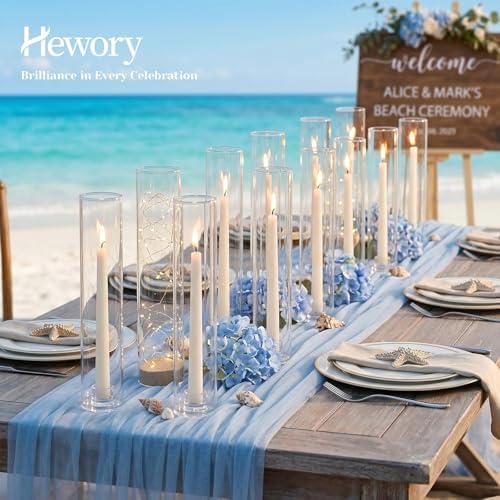 Hewory Hurricane Glass Candle Holders: 24 PCS Chimney Covers Bulk 12.6" H - Image 6