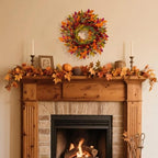 22 Inch Berry Branches Fall Wreath for Front Door Outside with Red Berries - Image 6