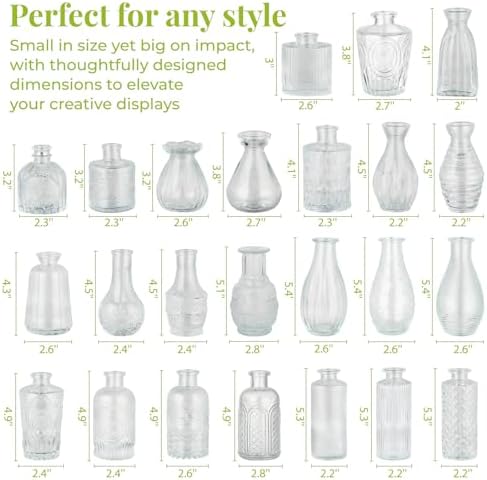 24 Pack Glass Bud Vase in Bulk - BEAHOT Clear Flower Vases for Wedding Decorations, Mini Vase for Centerpiece Table Decorations, Small Boho Vase for Home, Wedding Decor, Mother's Day, Party, Office - Image 6