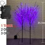 Fudios Halloween Lighted Branches with Timer 100 LED Purple Fairy Lights 32IN, Artificial Black Branch Lights for Halloween Battery Operated Home Decor Indoor Outdoor Use - Image 2