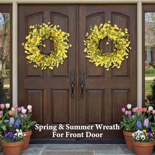 24 Inch Fall Wreath for Front Door Artificial Grapevine Wreath - Image 6