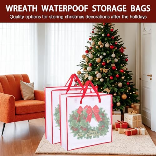 15 Inch Christmas Wreath Decorations,Set of 3 Mini Kitchen Cabinet Christmas Wreaths with Red Bows&Pine Cones& Berries,Includes Hooks & Storage Bag for Front Door, Windows, Fireplace (Indoor/Outdoor) - Image 6