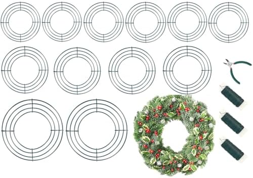 12 Pack Wire Wreath Frames 8 12 16 Inch with Paddle Wire and Tool by Kritkin