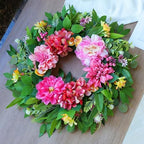 Spring Wreaths for Front Door Outside 24 Inch Spring Door Wreath with Pink Peony, Dahlias & Hydrangea, Handmade Silk Summer Wreaths for Front Door Home Wall Window Proch Seasonal Decor - Image 2