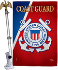 Breeze Decor HS108056-BO-02 Coast Guard Americana Military Decorative Vertical House Flag Set, 28"x 40" w/Flagpole, Multi-Color by Breeze+Decor
