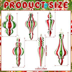 Soaoo 6 Pcs 6.3 in Red and Green Mercury Glass Finial Christmas Ornaments - Image 2