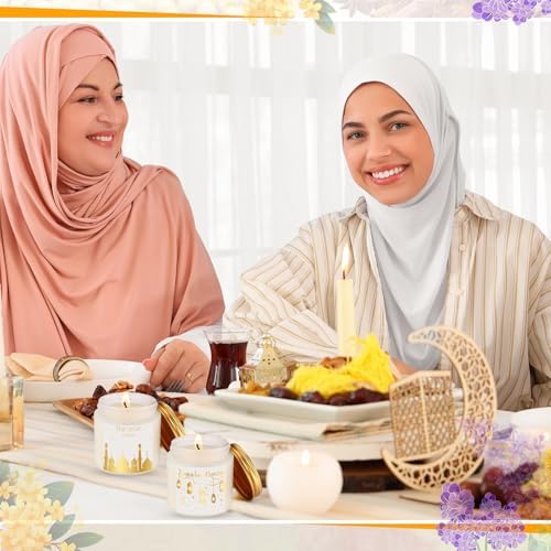 MTLEE 12 Pcs Ramadan Gifts Ramadan Mubarak Scented Candles Jar Eid Candles Eid Mubarak Muslim Scented Light Islamic Party Favors Gifts for Home Muslim Islam Festival Holiday Decor (White) - Image 5