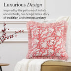 CPC Block Print Ruffle Throw Pillow Cover Pink Coral 16"x16", Pack of 2 - Image 4