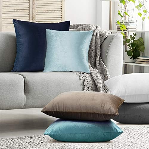 Nestl Throw Pillow Covers, Cozy Velvet Decorative Autumn Pillow Covers 22 x 22 Inches, Soft Solid Couch Pillow Covers for Sofa, Bed and Car, Set of 4 - Chocolate Brown - Image 7