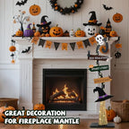 Halloween Decorations |Lighted Witch's Broom Halloween Wooden Porch Sign | Spooky Light Up Witch Decorations Sign for Indoor Outdoor Yard Decor - Image 7