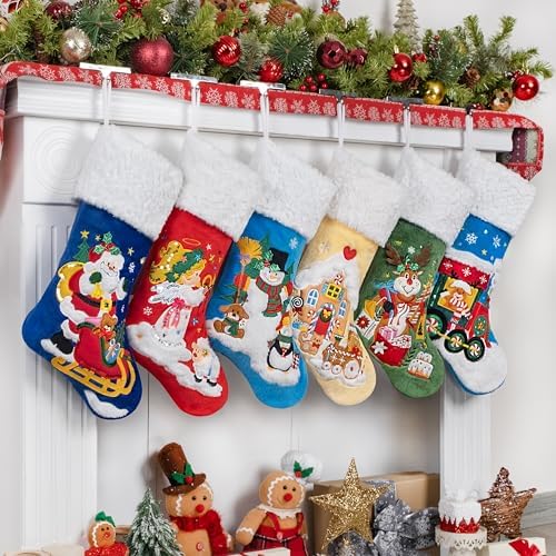 BHD BEAUTY Christmas Stocking Fluffy Cartoon 3D Soft Faux Fur for Family Decorations Hanging Ornament for Xmas Holiday Party 6 Pack - Image 2