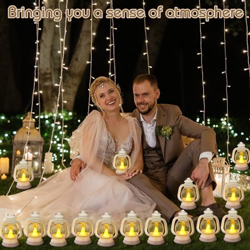 Ferraycle 24 Pcs Mini Lanterns Bulk 4 Inch White Lamp Table Centerpieces - Image 3