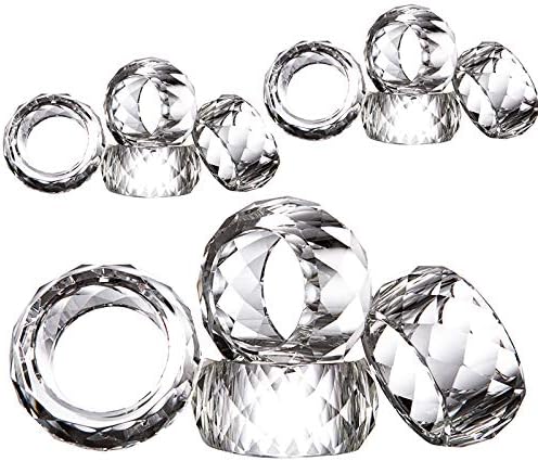 Crystal Napkin Ring Holders - 2 Inch Set of 12, Table Party Wedding Set Christmas Decorations for Dinner by DONOUCLS